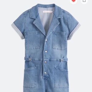 Denim Blue Utility Stretch Romper (NWT)
